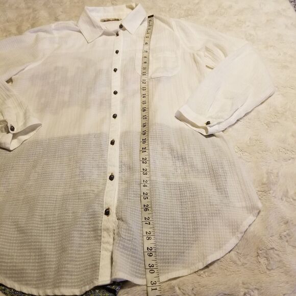 Soft Surrounding Boho Top Tunic Womens Small White Artsy Floral Long Sleeve - Picture 8 of 9